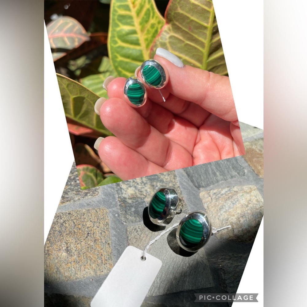 Malachite Sterling Silver Stud Earrings
